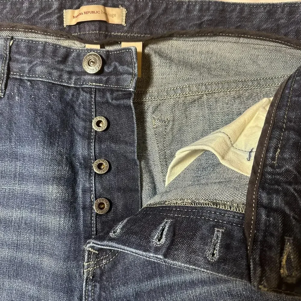 Banana Republic Heritage Jeans Mens Actual Size 36x34 Blue Denim Buttonfly